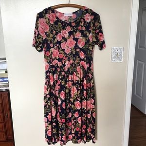 NWOT Chris & Carol Navy Floral Midi Dress, Sz L
